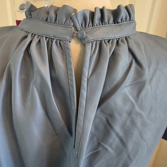 THML Reagan Top In Vegan Leather Slate Blue NWT - Size M - Picture 3 of 11